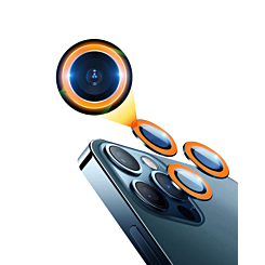 Stock up on the orange glow in the dark camera lens with HD tempered glass for iPhone 13 Pro Max and 13 Pro.

