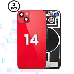 Back Glass with Wireless NFC and MagSafe Magnet for iPhone 14 (Pack of 2) (NO LOGO) (RED)