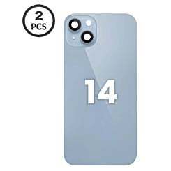 Back Glass with Frame and MagSafe Magnet for iPhone 14 Back (Pack of 2) (NO LOGO) (BLUE) 