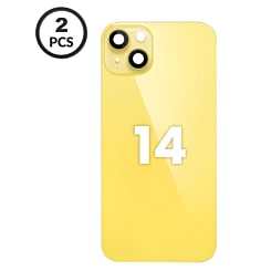 Back Glass with Frame and MagSafe Magnet for iPhone 14 Back (Pack of 2) (NO LOGO) (YELLOW) 