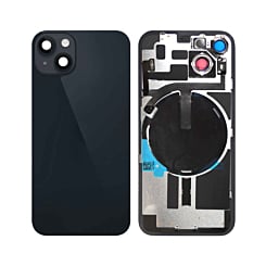 Stock up on the midnight OEM pull B grade back glass with frame, wireless NFC charging flex, and MagSafe magnet for iPhone 14.

