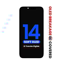 Shop the iPhone 14 aftermarket QV8 soft OLED assembly with IC transfer eligibility and exclusive OLED breakage warranty.