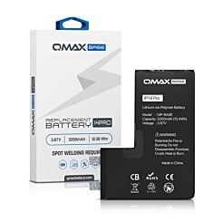 Order the QMAX Base replacement battery for iPhone 14 Pro, spot weld required, with 3200 mAh capacity.