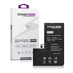 Order the QMAX Prime extended capacity replacement battery for iPhone 14 Pro, spot weld not required, with 3400 mAh.