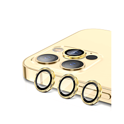Buy the Metal Ring with HD Tempered Glass for iPhone 14 Pro and 14 Pro Max in Gold.
