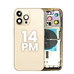 Back Housing Frame with Small Components Pre-Installed for iPhone 14 Pro Max (NO LOGO) (US Version) (GOLD)