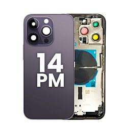 Back Housing Frame with Small Components Pre-Installed for iPhone 14 Pro Max (NO LOGO) (US Version) (DEEP PURPLE)