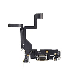 Stock up on the charging port flex cable for iPhone 14 Pro in Gold, aftermarket.