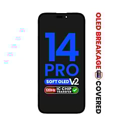 Stock up on the OLED assembly for iPhone 14 Pro with aftermarket QV8 soft 120Hz display, IC transfer eligible, and exclusive OLED breakage warranty.
