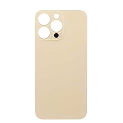 Grab the wholesale deals on the Back Glass with a Bigger Camera Hole for iPhone 14 Pro Max in Gold, no logo.
