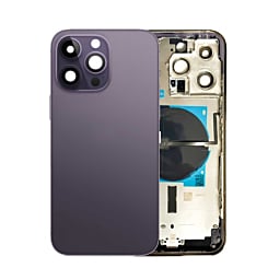 Stock up on the Deep Purple Back Housing Frame with Small Components Pre-Installed for iPhone 14 Pro Max, no logo, US version.
