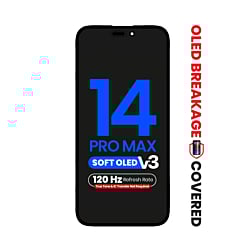 Stock up on the OLED Assembly for iPhone 14 Pro Max, aftermarket soft OLED QV8 V3, 120Hz, true tone programming and IC transfer not required.
