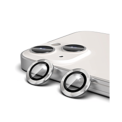 Shop the Metal Ring with HD Tempered Glass for iPhone 15 and 15 Plus in White.