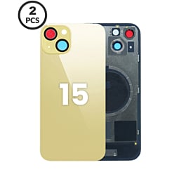Back Glass with Frame and MagSafe Magnet for iPhone 15 (Pack of 2) (NO LOGO) (YELLOW) 