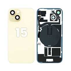 Back Glass with Wireless NFC and MagSafe Magnet for iPhone 15 (Pack of 2) (NO LOGO) (YELLOW)