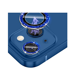 Purchase the Glitter Diamond Camera Lens with HD Tempered Glass for iPhone 15 and 15 Plus in Blue.