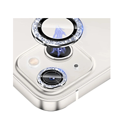 Order the Glitter Diamond Camera Lens with HD Tempered Glass for iPhone 15 and 15 Plus in White.
