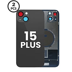 Back Glass with Frame and MagSafe Magnet for iPhone 15 Plus (Pack of 2) (NO LOGO) (BLACK) 