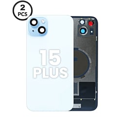 Back Glass with Frame and MagSafe Magnet for iPhone 15 Plus (Pack of 2) (NO LOGO) (BLUE) 