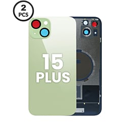 Back Glass with Frame and MagSafe Magnet for iPhone 15 Plus (Pack of 2) (NO LOGO) (GREEN) 