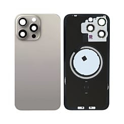 Shop the back glass with frame and MagSafe magnet for iPhone 15 Pro Max in natural titanium, no logo.