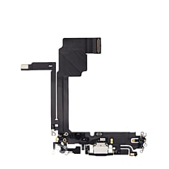 Stock up on the Charging Port Flex Cable for iPhone 15 Pro Max in black titanium, aftermarket version.