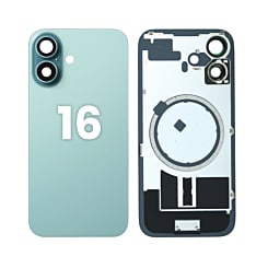 Back Glass with Frame and MagSafe Magnet for iPhone 16 (Pack of 2) (NO LOGO) (TEAL)