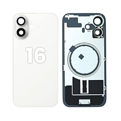 Back Glass with Frame and MagSafe Magnet for iPhone 16 (Pack of 2) (NO LOGO) (WHITE)