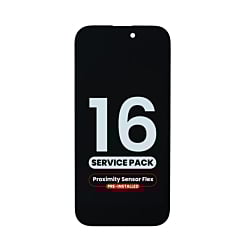 Order the OLED assembly with a pre-installed proximity sensor flex for iPhone 16 in a service pack.