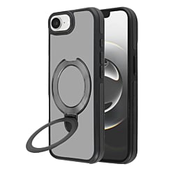 Matte Transparent Case with Wireless Charging Kickstand - BLACK for iPhone 16E (Only Ground Shipping)