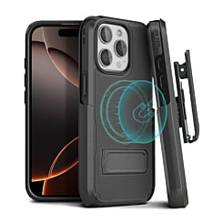 Dual Layer Hybrid Case and Belt Clip Holster - BLACK for iPhone 16 Pro Max (Only Ground Shipping)