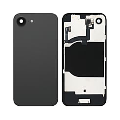 Back Glass with Steel Plate and Wireless NFC Charging MagSafe Magnet and Flashlight Flex for iPhone 16e (NO LOGO) (BLACK)