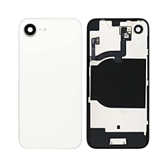 Back Glass with Steel Plate and Wireless NFC Charging MagSafe Magnet and Flashlight Flex for iPhone 16e (NO LOGO) (WHITE)