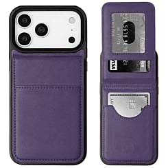Leather Wallet Case with Kickstand - PURPLE for iPhone 17 Pro (Only Ground Shipping)