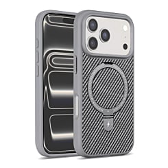  Magnetic Kickstand Case  with Carbon Fiber -GRAY for iPhone 17 Pro (Only Ground Shipping)