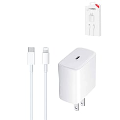 Stock up on the 20W USB C-L Non-MFI Charging Cable with 20W USB-C Power Adapter 3 ft Only Ground Shipping.






