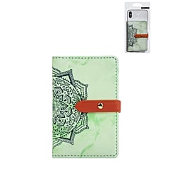 Universal Back Phone Datura Flower Leather Card Slot (GREEN) (Only Ground Shipping)