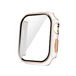 iWatch 42mm (2024) Shinny Hard PC Bumper Case - WHITE & ROSE GOLD (Only Ground Shipping)