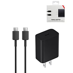 Super Fast USB-C Wall Adapter /w USB C-C Charging Cable (3ft) (45W) (BLACK) (Only Ground Shipping)