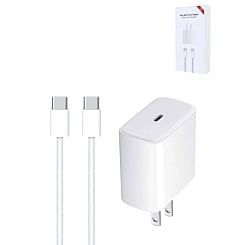 Stock up on the 60W USB-C to USB-C Fast Charging Cable, 3 ft, with 45W USB-C Power Adapter for iPhone 16, 15, and iPad Series.