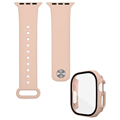 iWatch 49mm Silicone Soft Band & Bumper Case with Tempered Glass - LIGHT PINK (Only Ground Shipping)