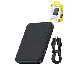 BASEUS EnerFill FM11 Ultra-Mini Magnetic Power Bank with USB C-C Fast Charging Cable (22.5W) (10000mAh) (COSMIC BLACK) (Only Ground Shipping)