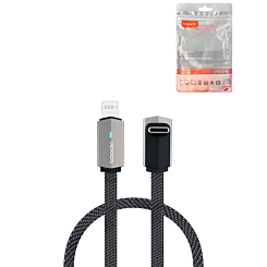 Toocki Car Series USB C-L Non-MFI Thick Braided Fast Charging Data Cable (GRAY) (3ft) (20W) (Only Ground Shipping)