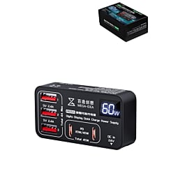 QianLi Mega-Idea P605S 5-Port PD Fast Charging Station Hub with LCD Display (Not Returnable)