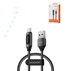 Toocki USB A-C Fast Charging Data Cable with Display (BLACK) (66W) (3ft) (Only Ground Shipping)