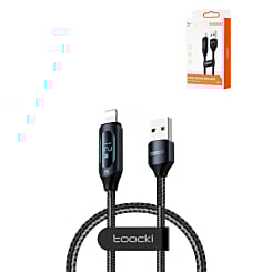 Toocki USB A-L Non-MFI Fast Charging Data Cable with Display (BLACK) (12W) (3ft) (Only Ground Shipping)