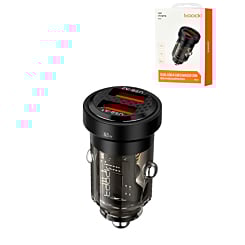 Toocki PD USB A+A Transparent Car Charger (BLACK) (30W) (Only Ground Shipping)