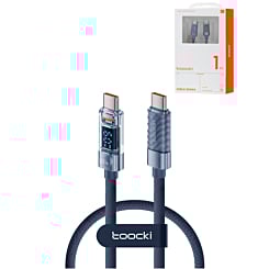 Toocki USB C-C Super Fast Charging Data Cable with Display (BLUE) (100W) (3ft) (Only Ground Shipping)