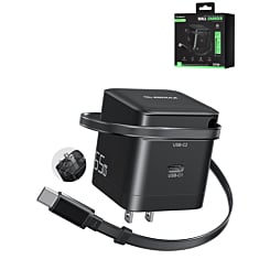 Esoulk Wall Charger Built-in Retractable with USB C Cable (BLACK) (65W) (Only Ground Shipping)