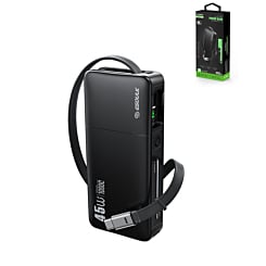 Esoulk Built-in Retractable Cable Power Bank (BLACK) (10000 mAh / 45W) (Only Ground Shipping)